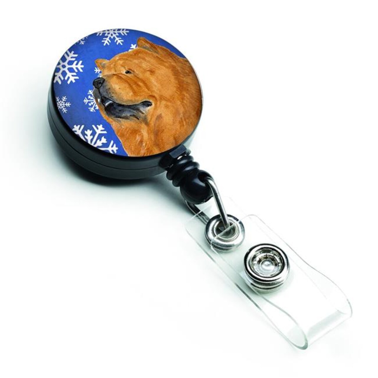 Carolines Treasures SS4640BR Chow Chow Winter Snowflakes Holiday Retractable Badge Reel